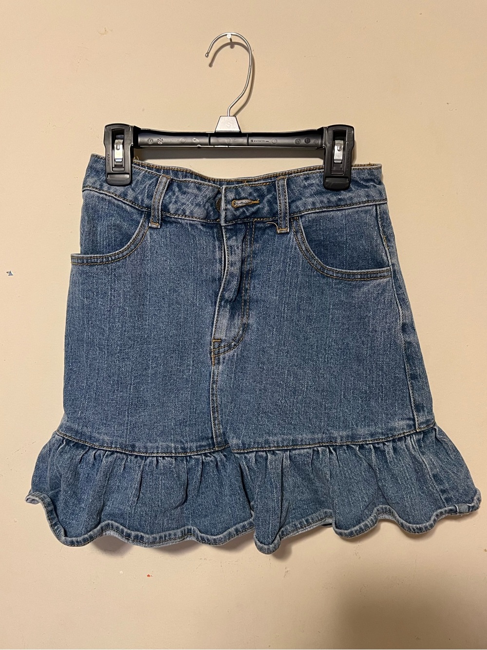 J. Galt Denim Ruffle Hem Mini Denim Skirt